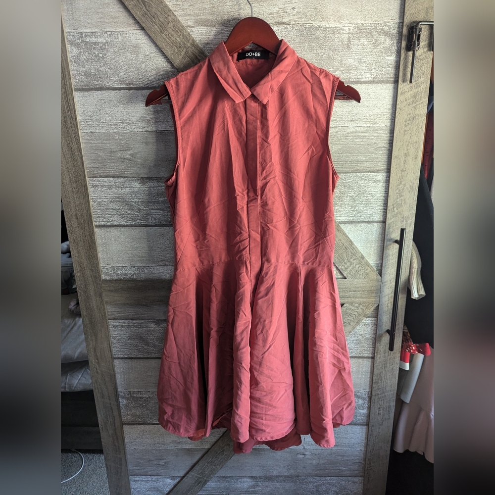 DO+BE Dark Coral Collared Shirt Dress